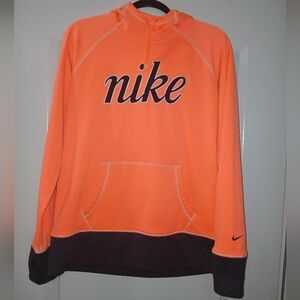 Nike Orange and Black Hoodie Sweatshirt Womens
